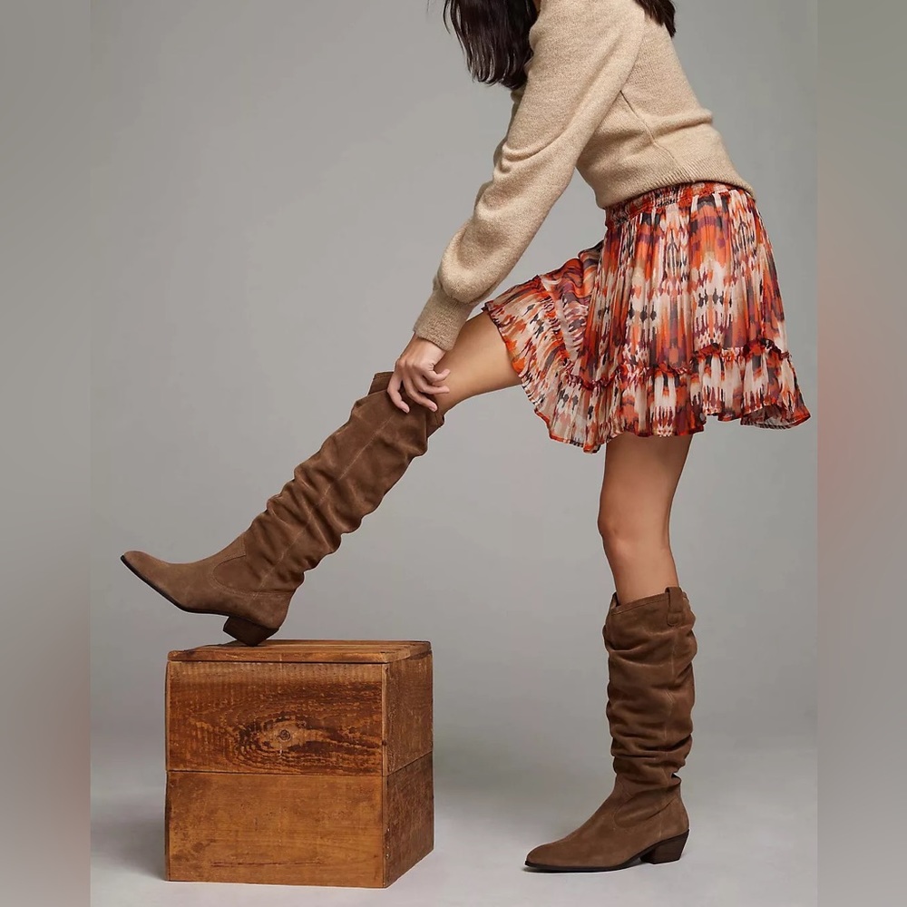 Anthropologie Suede Scruntch Boots